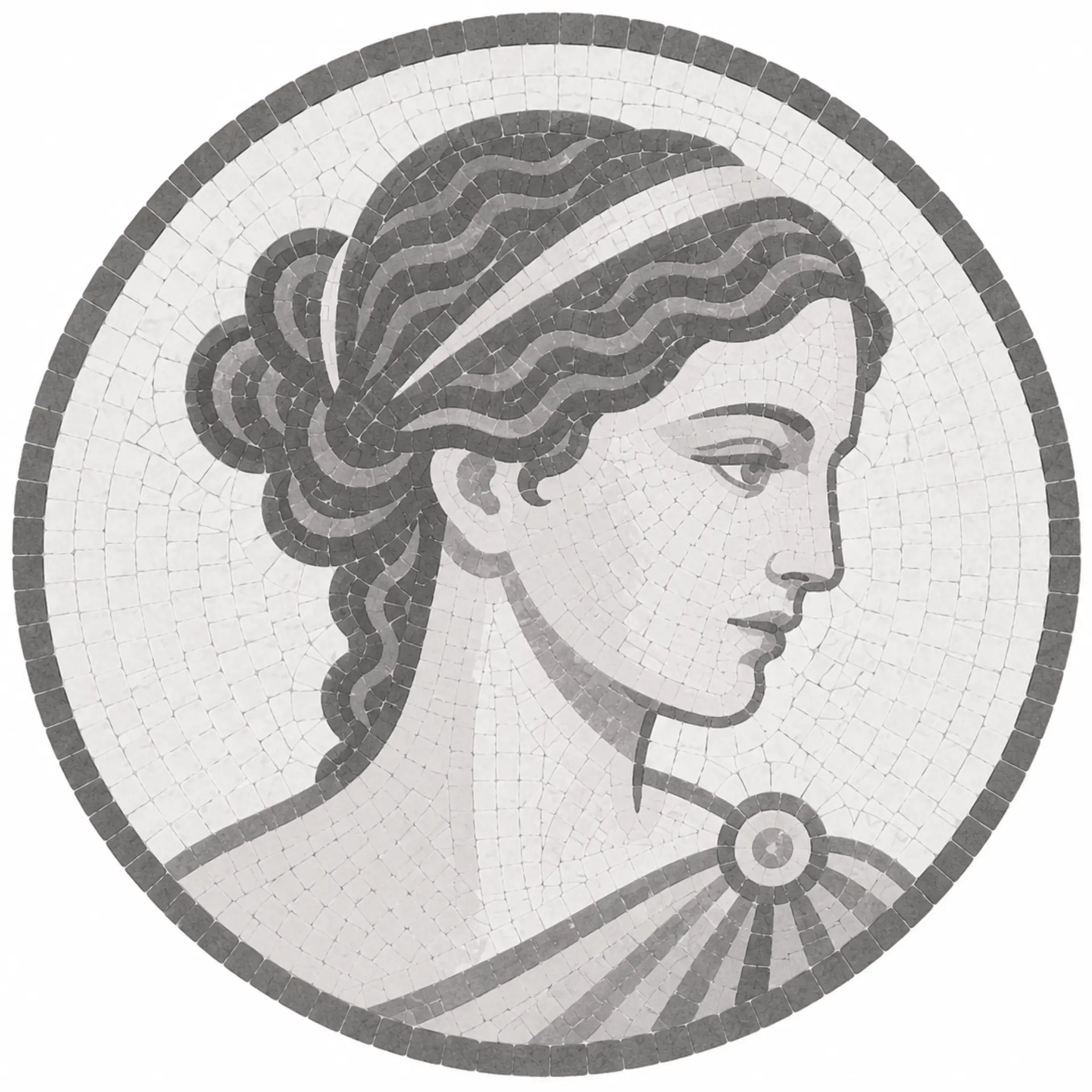 Classical Greek-style stone mosaic portrait